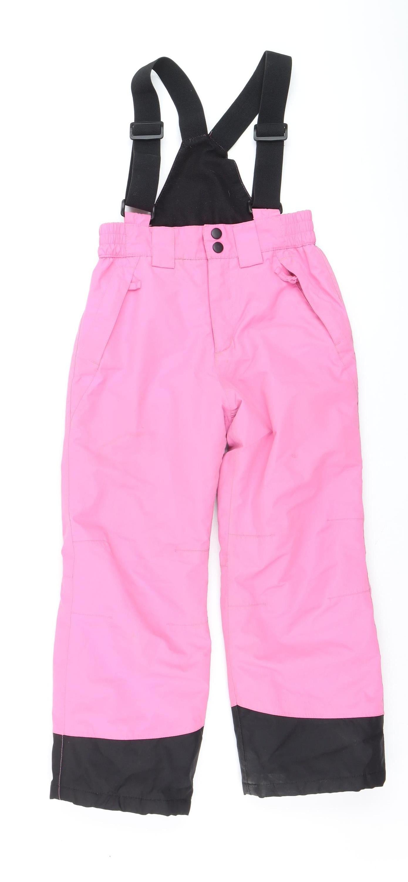 Crane Girls Pink Ski Salopettes 7-8 Years Waterproof Winter Trousers