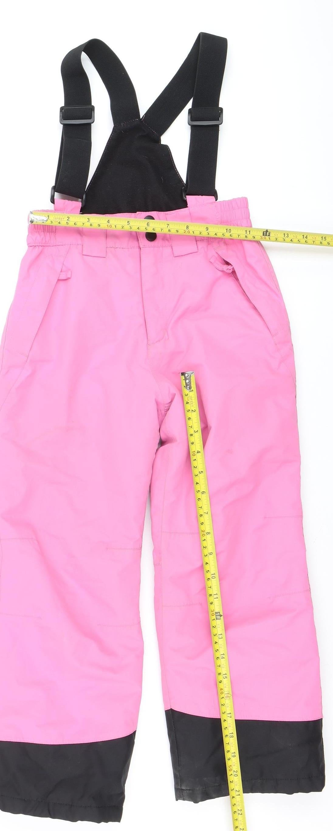 Crane Girls Pink Ski Salopettes 7-8 Years Waterproof Winter Trousers