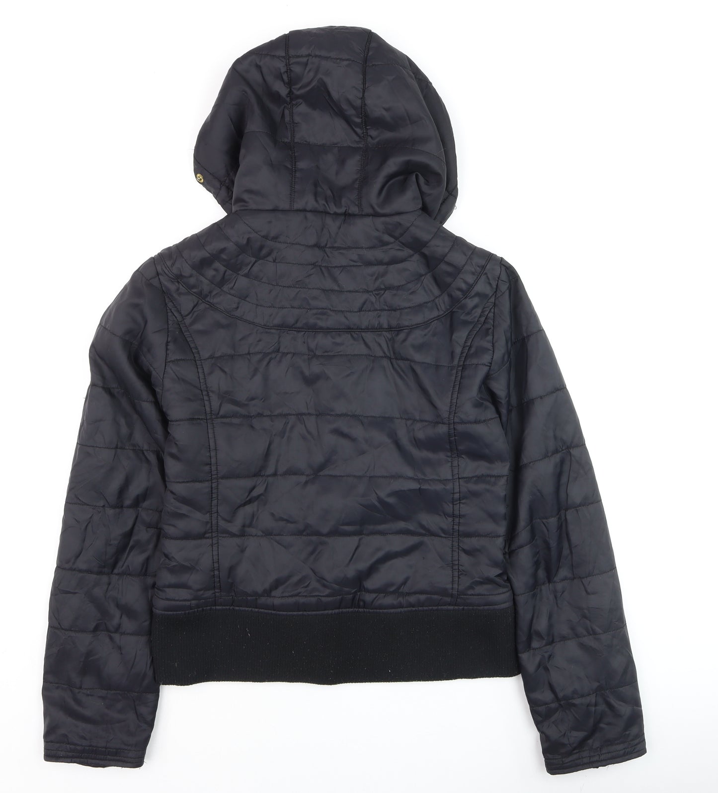 Golddigga Women's Black Small Quilted Hooded Puffer Jacket