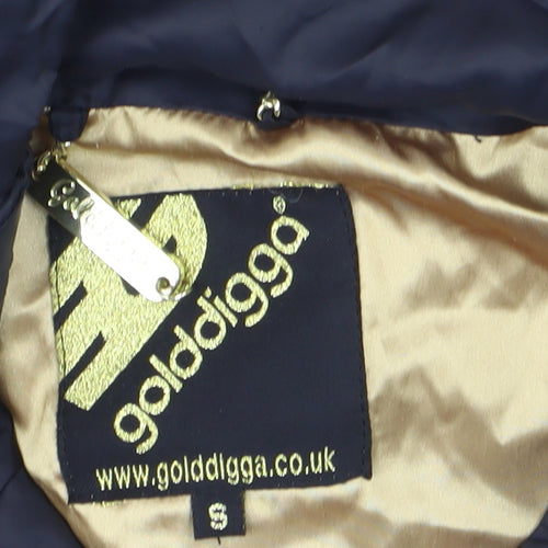 Golddigga Women's Black Small Quilted Hooded Puffer Jacket