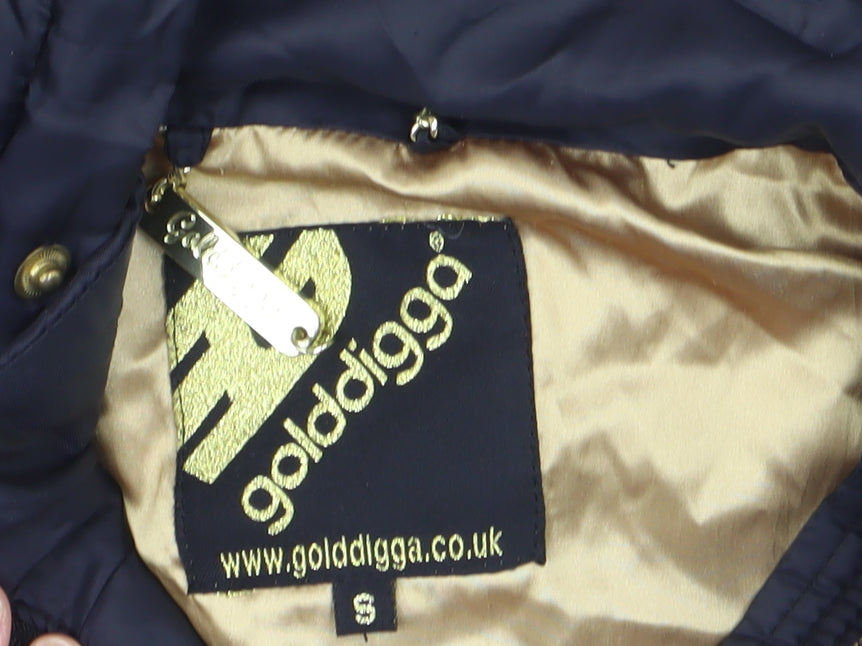 Golddigga Women's Black Small Quilted Hooded Puffer Jacket