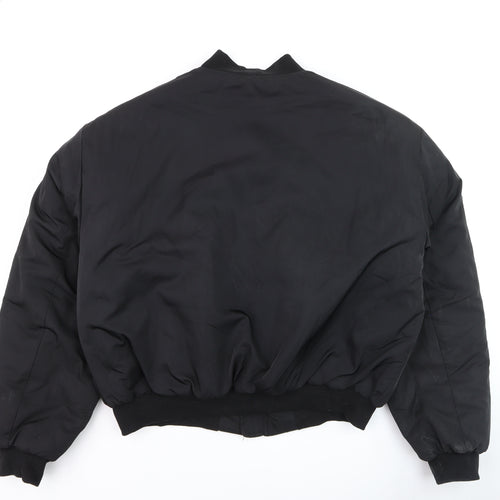 PrettyLittleThing Womens Black Bomber Jacket L Casual Zip Front