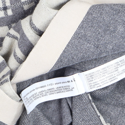 Massimo Dutti Women's Grey Check Long Sleeve Button-Up Shirt Size 12