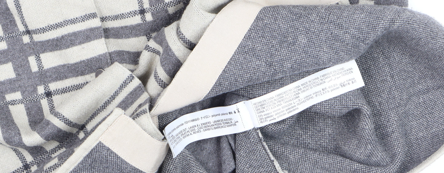 Massimo Dutti Women's Grey Check Long Sleeve Button-Up Shirt Size 12