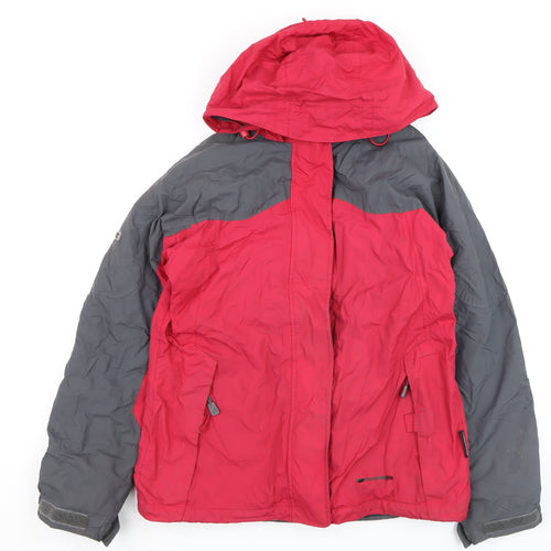 Mountainlife Women Red Grey Waterproof Ski Jacket Size 8 Hooded