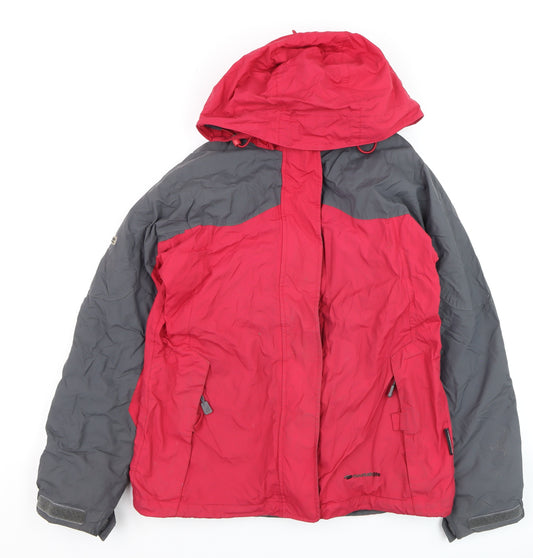 Mountainlife Women Red Grey Waterproof Ski Jacket Size 8 Hooded