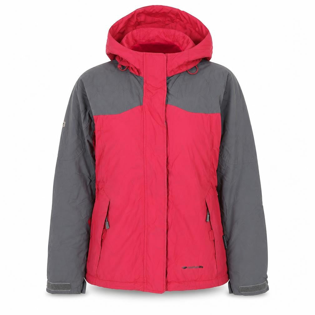 Mountainlife Women Red Grey Waterproof Ski Jacket Size 8 Hooded