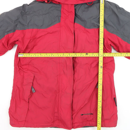 Mountainlife Women Red Grey Waterproof Ski Jacket Size 8 Hooded