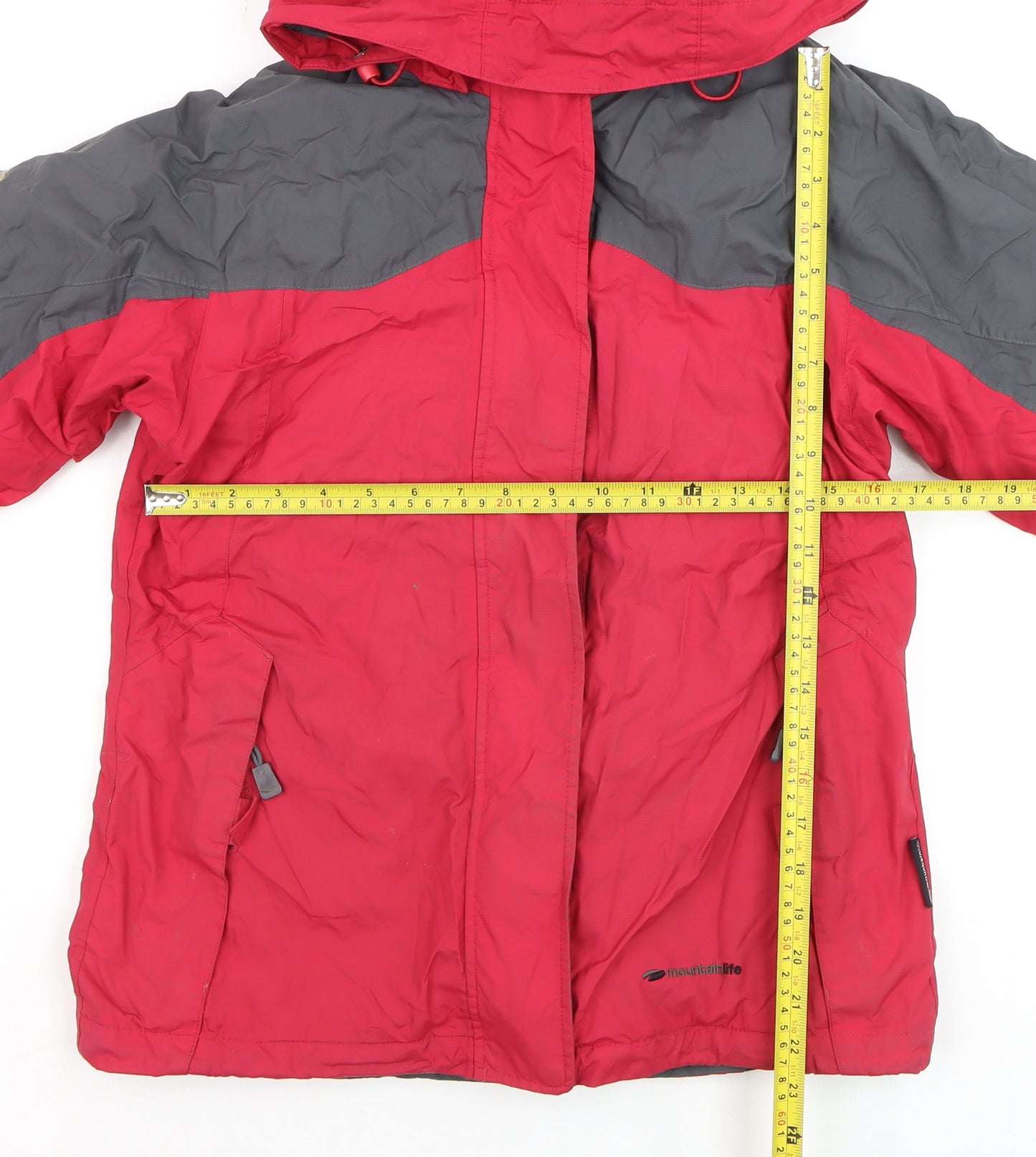 Mountainlife Women Red Grey Waterproof Ski Jacket Size 8 Hooded