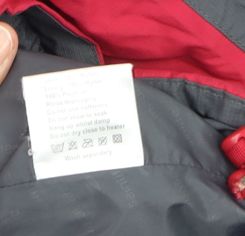 Mountainlife Women Red Grey Waterproof Ski Jacket Size 8 Hooded