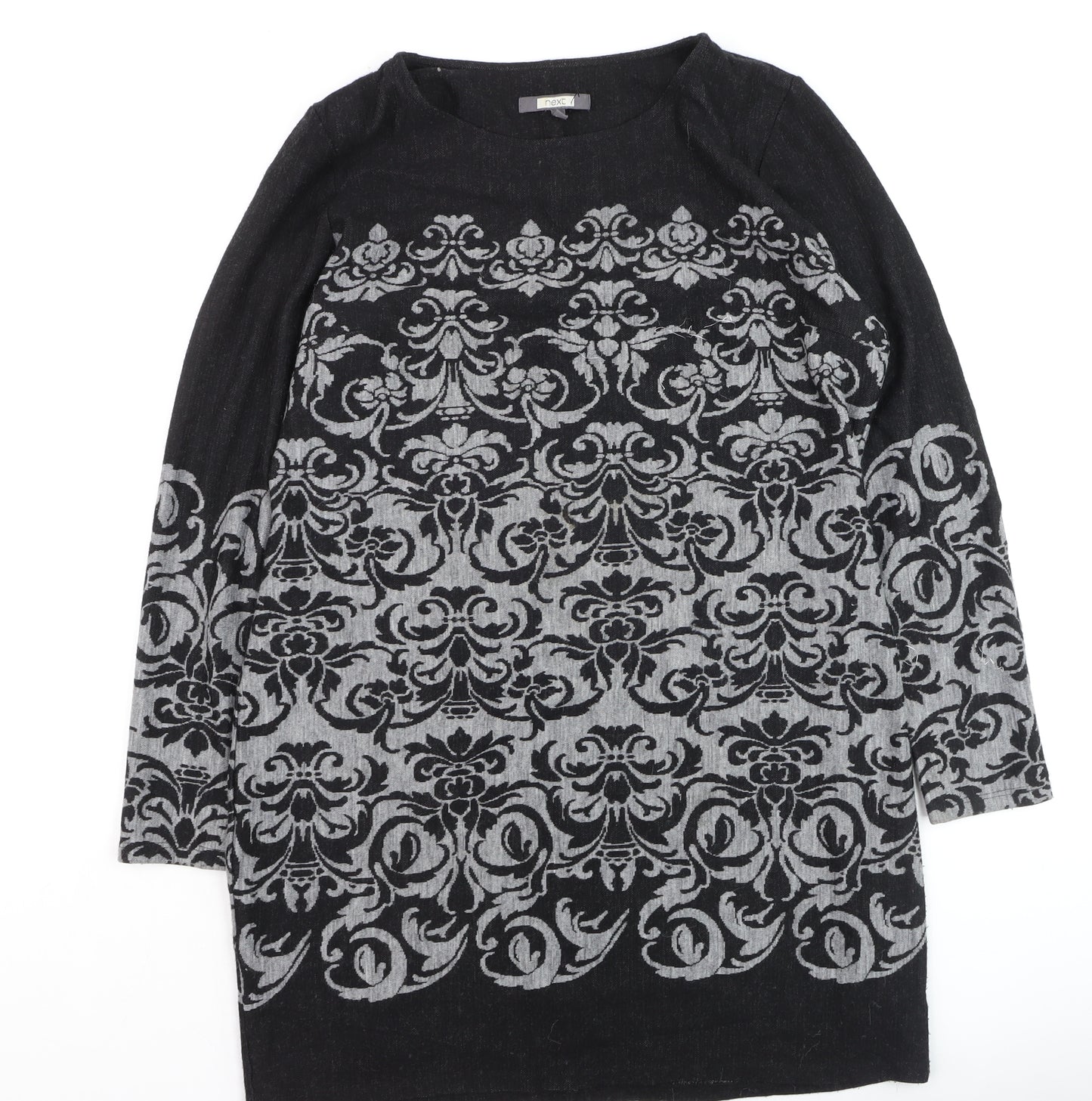 Next Women’s Black Grey Floral Tunic Jumper Size 18 Long Sleeve