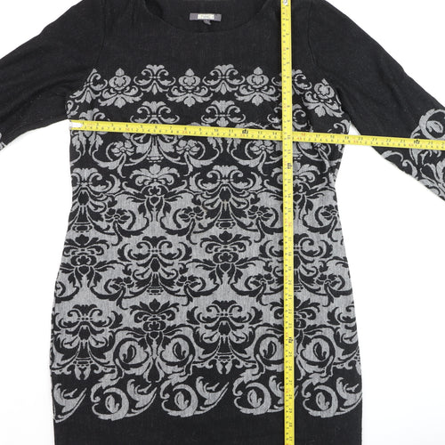 Next Women’s Black Grey Floral Tunic Jumper Size 18 Long Sleeve