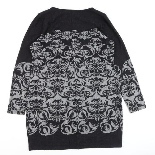 Next Women’s Black Grey Floral Tunic Jumper Size 18 Long Sleeve