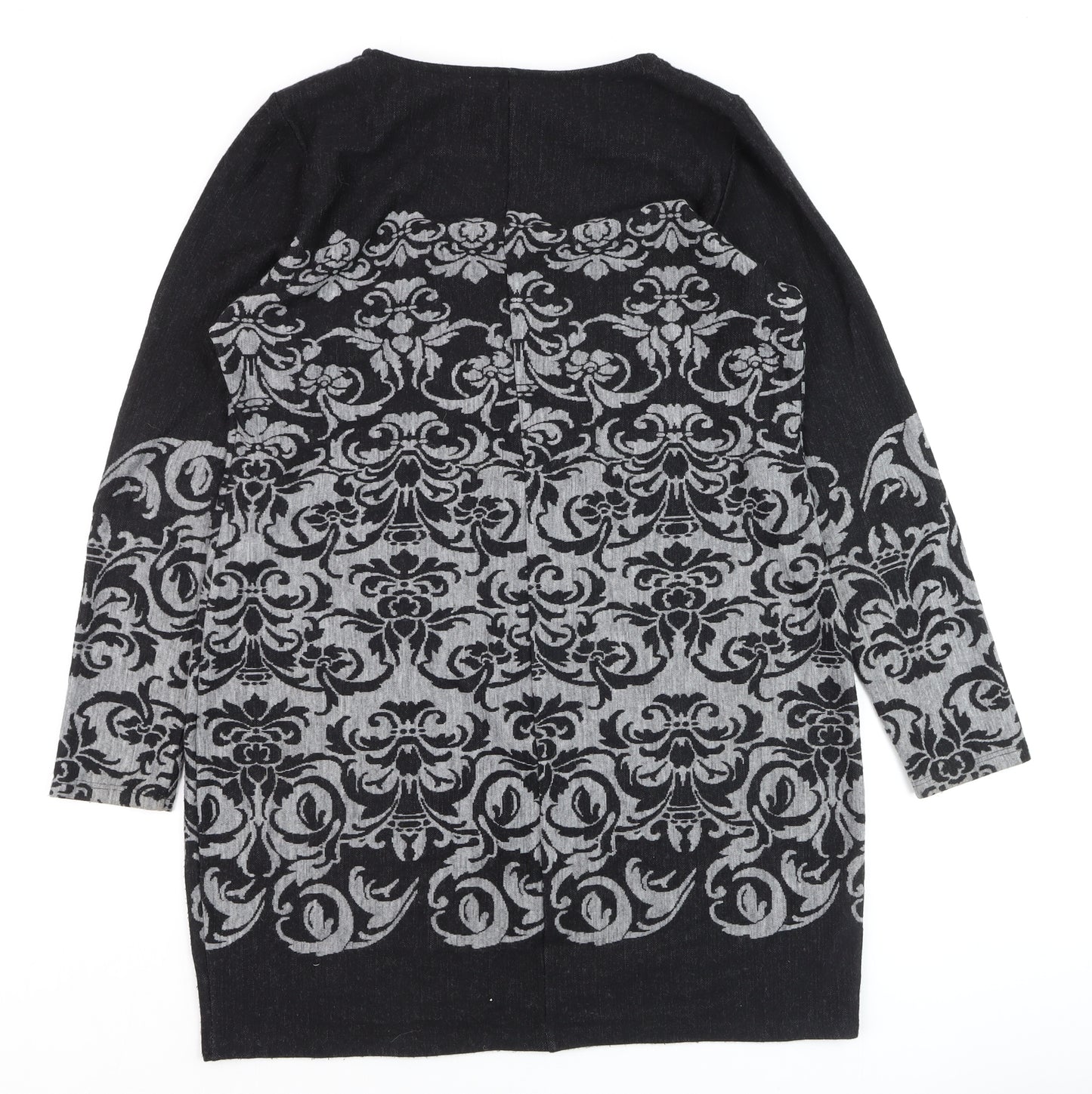 Next Women’s Black Grey Floral Tunic Jumper Size 18 Long Sleeve