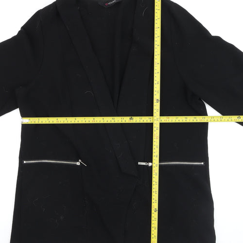 Yours Women Black Plus Size 20 Open Front Blazer with Zip Pockets
