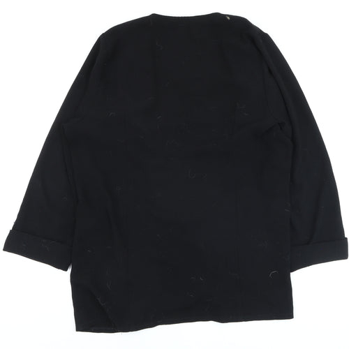 Yours Women Black Plus Size 20 Open Front Blazer with Zip Pockets