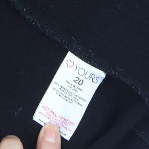 Yours Women Black Plus Size 20 Open Front Blazer with Zip Pockets
