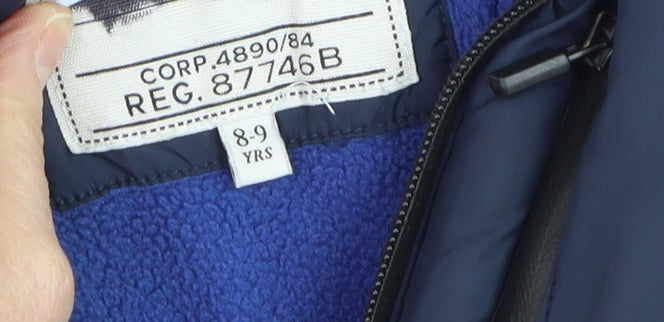 Marks and Spencer Boys Blue Hooded Puffer Jacket 8-9 Years Lined Zip Winter Coat