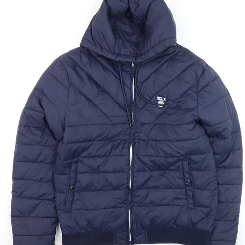 UCLA Men's Blue Hooded Puffer Jacket M Casual Winter Warm