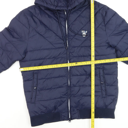 UCLA Men's Blue Hooded Puffer Jacket M Casual Winter Warm