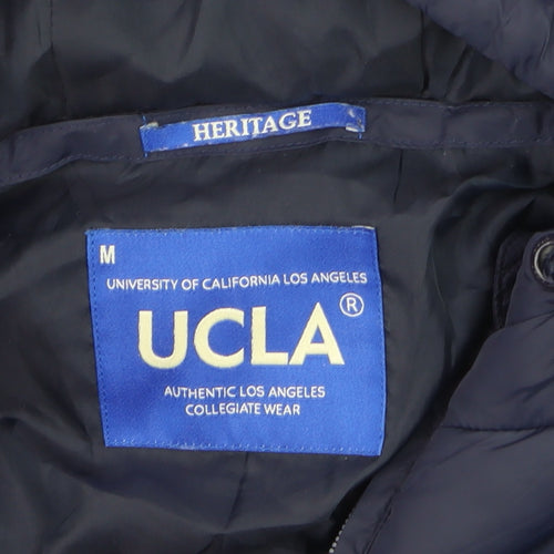 UCLA Men's Blue Hooded Puffer Jacket M Casual Winter Warm