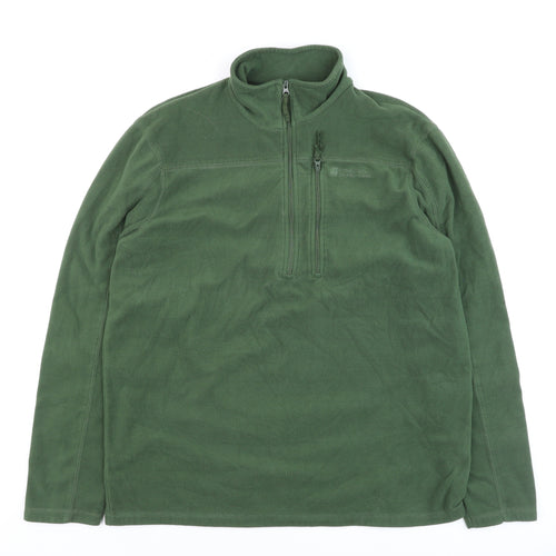 Mountain Warehouse Men's Green Fleece Half Zip Pullover Sweatshirt M