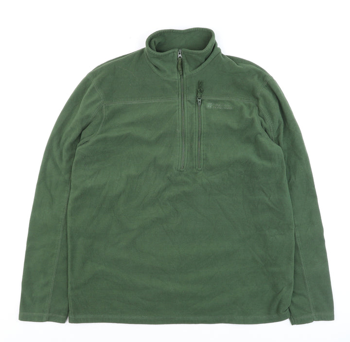 Mountain Warehouse Men's Green Fleece Half Zip Pullover Sweatshirt M