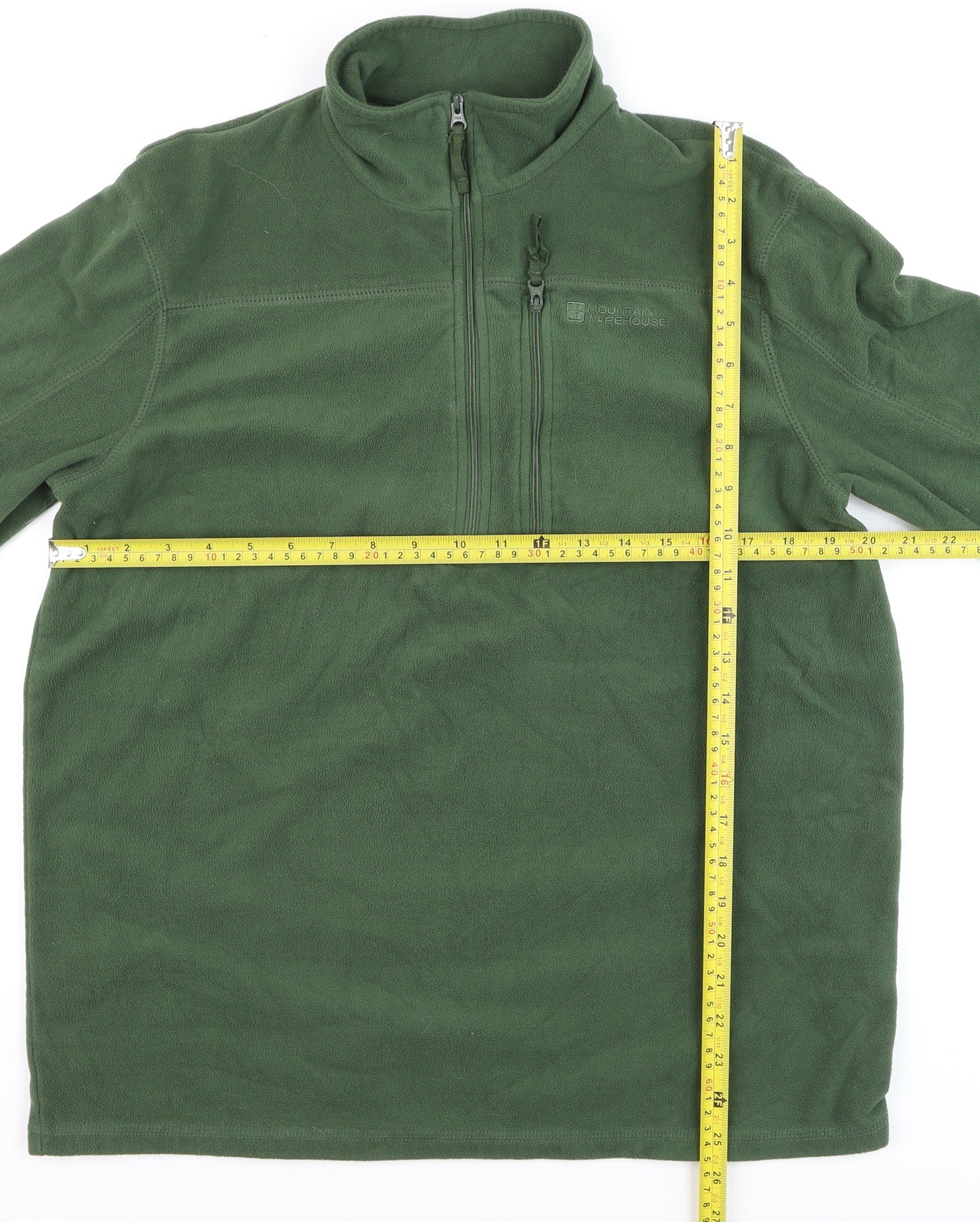 Mountain Warehouse Men's Green Fleece Half Zip Pullover Sweatshirt M