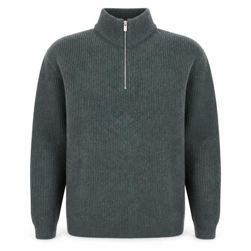 Marks and Spencer Mens Green Wool 1/2 Zip High Neck Jumper XL