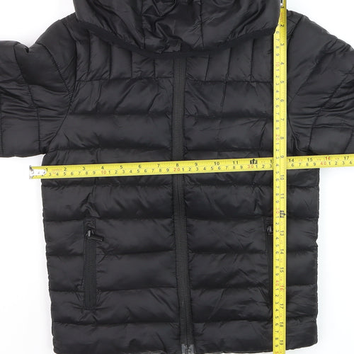 Explore Boys Black Hooded Puffer Jacket 7 Years Winter Quilted Coat