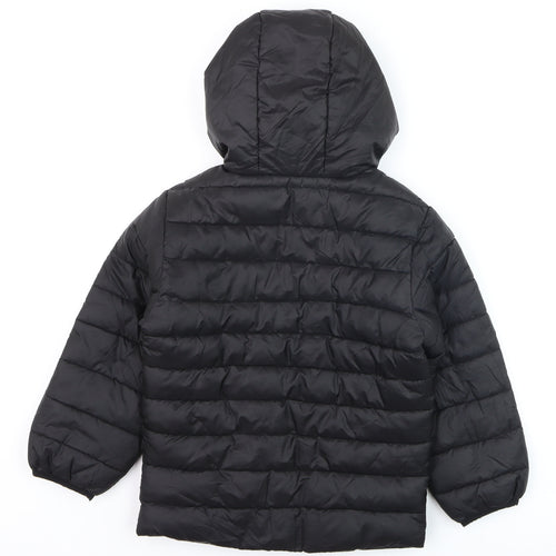 Explore Boys Black Hooded Puffer Jacket 7 Years Winter Quilted Coat