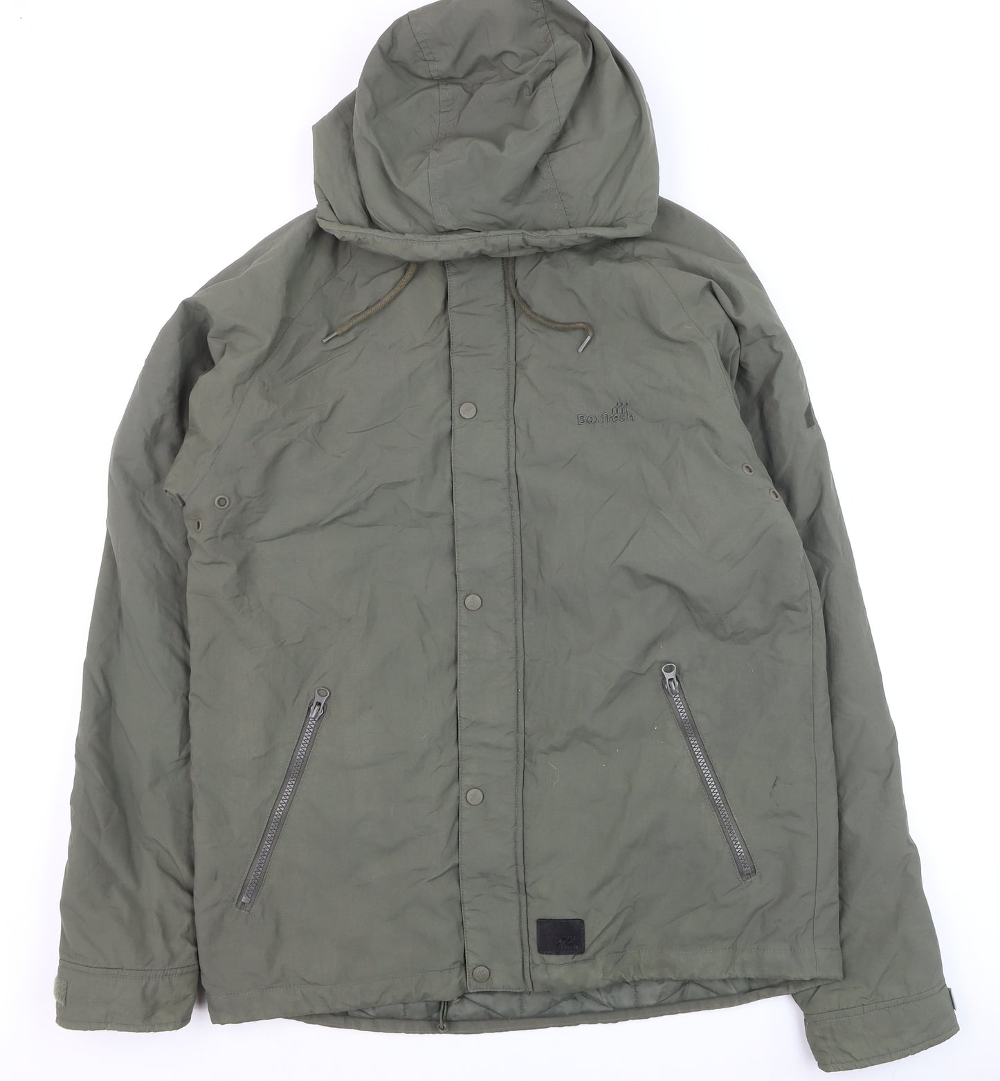 Boxfresh Men's Green Hooded Parka Jacket Size M Nylon Lined Casual