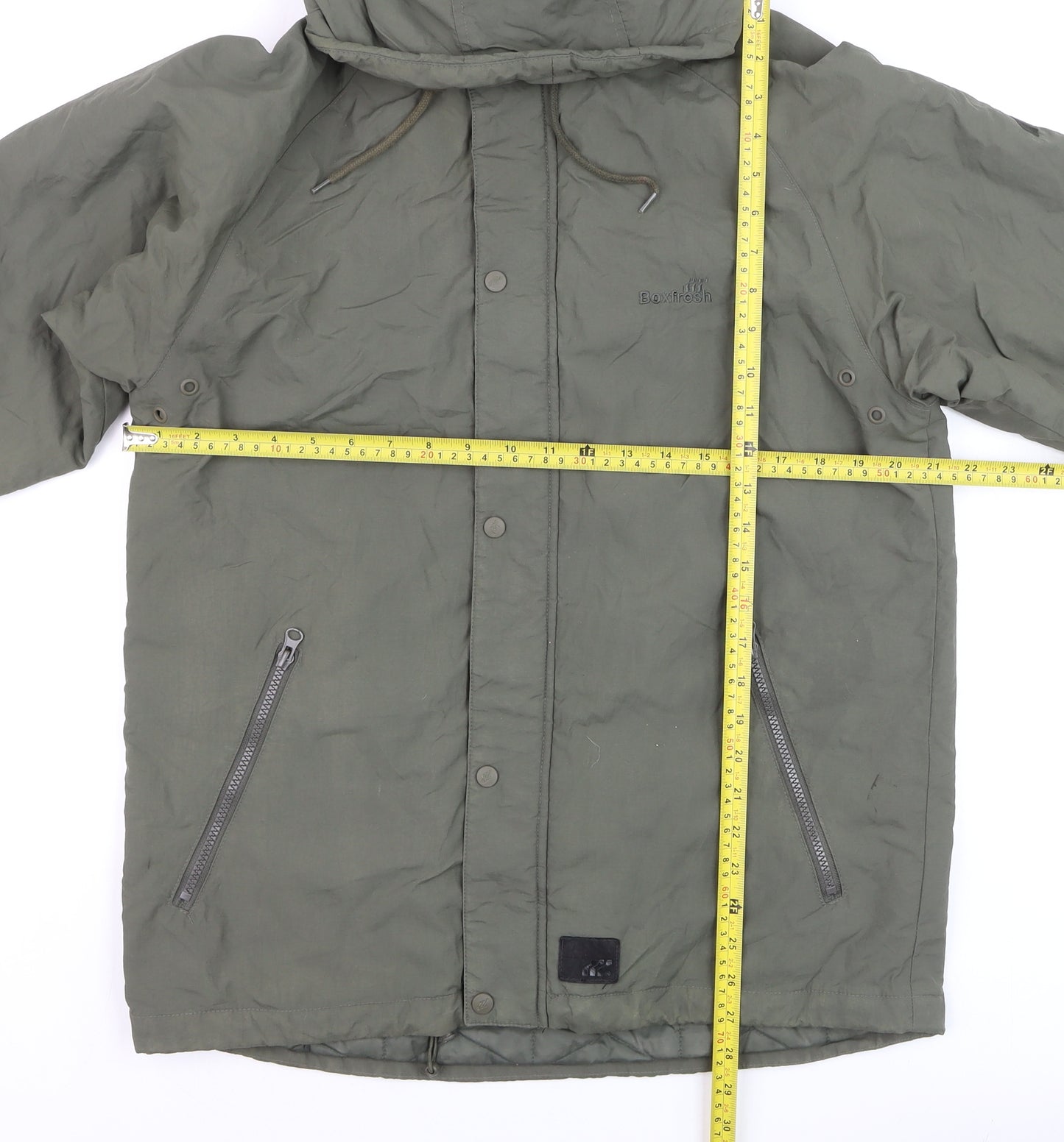 Boxfresh Men's Green Hooded Parka Jacket Size M Nylon Lined Casual