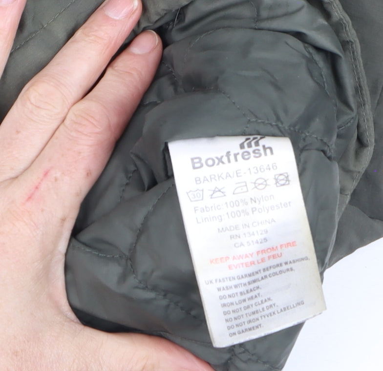 Boxfresh Men's Green Hooded Parka Jacket Size M Nylon Lined Casual