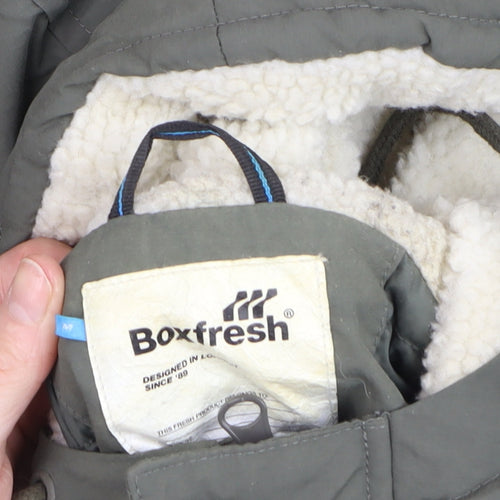 Boxfresh Men's Green Hooded Parka Jacket Size M Nylon Lined Casual