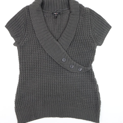 Style & Co Women's Grey Short Sleeve Chunky Knit Cardigan XL