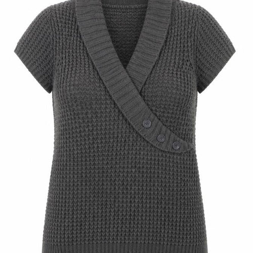 Style & Co Women's Grey Short Sleeve Chunky Knit Cardigan XL