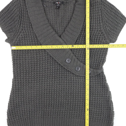 Style & Co Women's Grey Short Sleeve Chunky Knit Cardigan XL