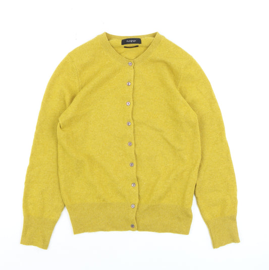 Marks and Spencer Women Yellow 100% Cashmere Crew Neck Cardigan Size 8