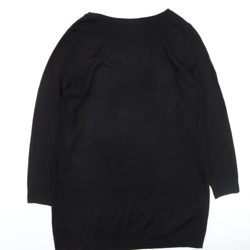 BHS Women Black Jewel Neckline 3/4 Sleeve Pullover Jumper Size 18
