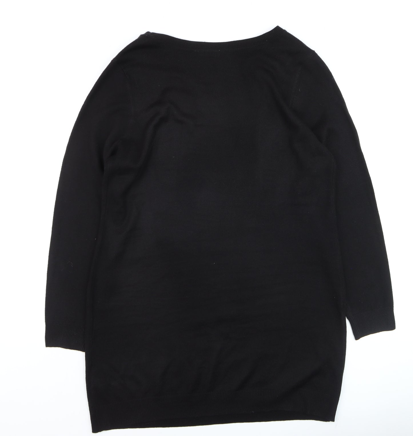 BHS Women Black Jewel Neckline 3/4 Sleeve Pullover Jumper Size 18