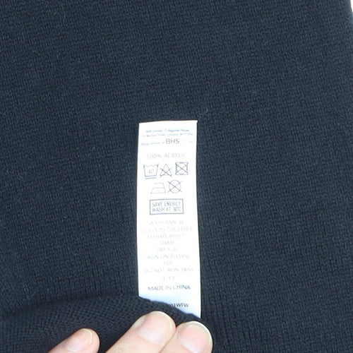 BHS Women Black Jewel Neckline 3/4 Sleeve Pullover Jumper Size 18