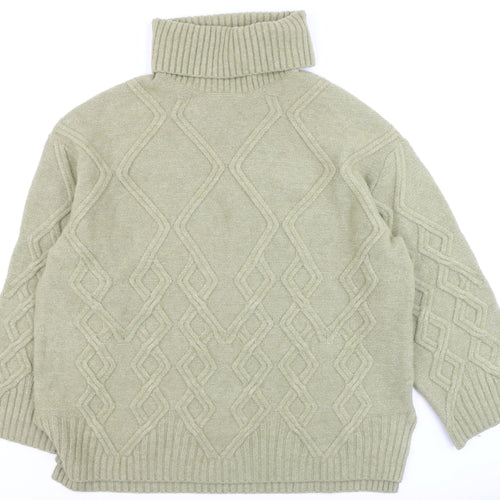 Marks and Spencer Women’s Beige Cable Knit Roll Neck Jumper Size L