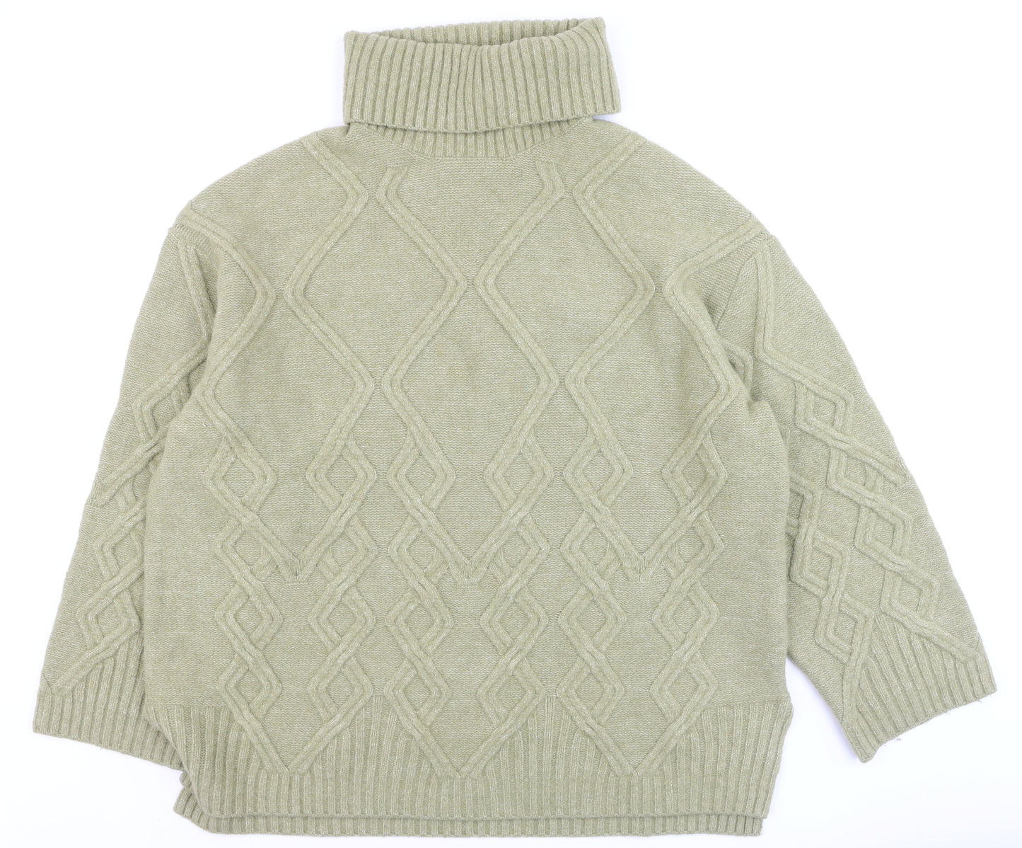 Marks and Spencer Women’s Beige Cable Knit Roll Neck Jumper Size L