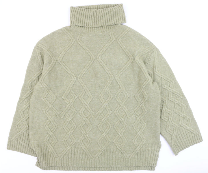Marks and Spencer Women’s Beige Cable Knit Roll Neck Jumper Size L