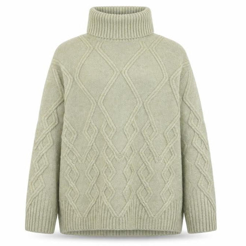 Marks and Spencer Women’s Beige Cable Knit Roll Neck Jumper Size L