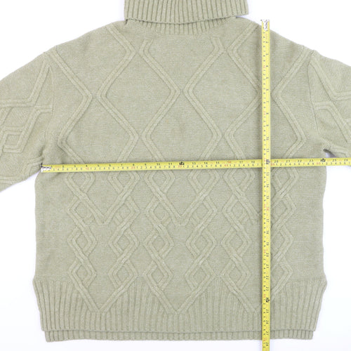 Marks and Spencer Women’s Beige Cable Knit Roll Neck Jumper Size L