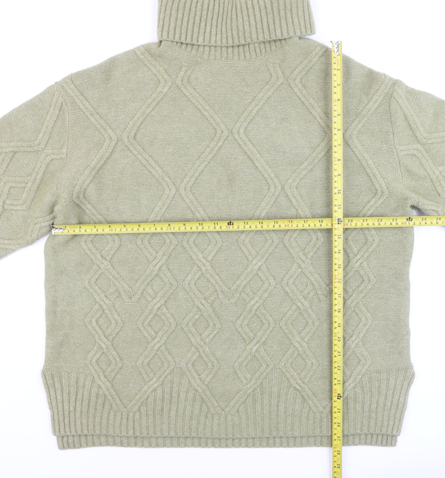 Marks and Spencer Women’s Beige Cable Knit Roll Neck Jumper Size L