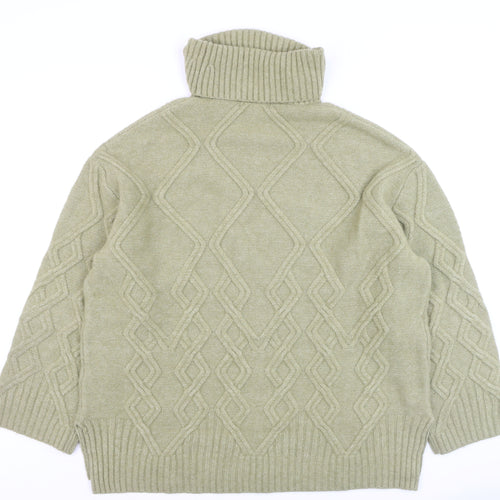 Marks and Spencer Women’s Beige Cable Knit Roll Neck Jumper Size L