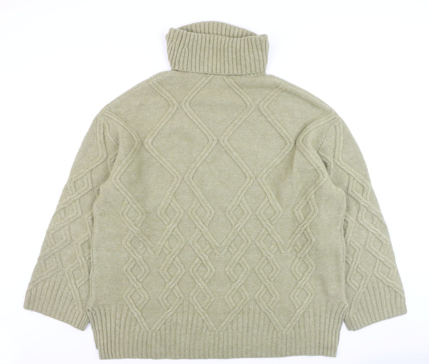 Marks and Spencer Women’s Beige Cable Knit Roll Neck Jumper Size L